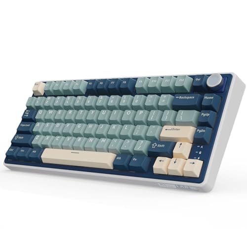 RK ROYAL KLUDGE R75 Wireless Mechanical Keyboard, 75% Percent Gaming Keyboard Gasket Mount Custom Keyboard US Layout RGB Backlit with Knob & PBT Keycaps, BT5.1/2.4GHz/USB-C, Hot Swappable Cream Switch