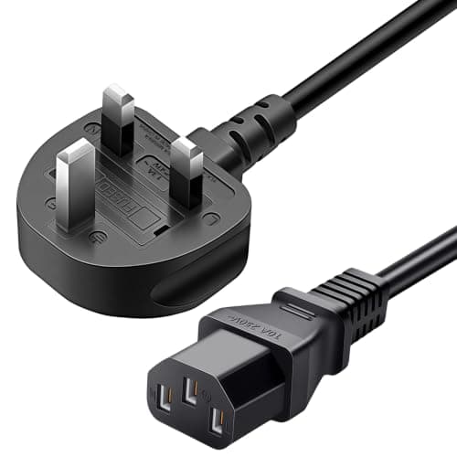 PC Power Cable IECC13 3Pin Plug UK BS1363 18AWG 13Amp 250V Three Prong Desktop Computer Power Cord Monitor Treadmill TV Rice Cooker Juicer Coffee Maker Wallpaper Steamer Large Speakers Kettle Lead 3M