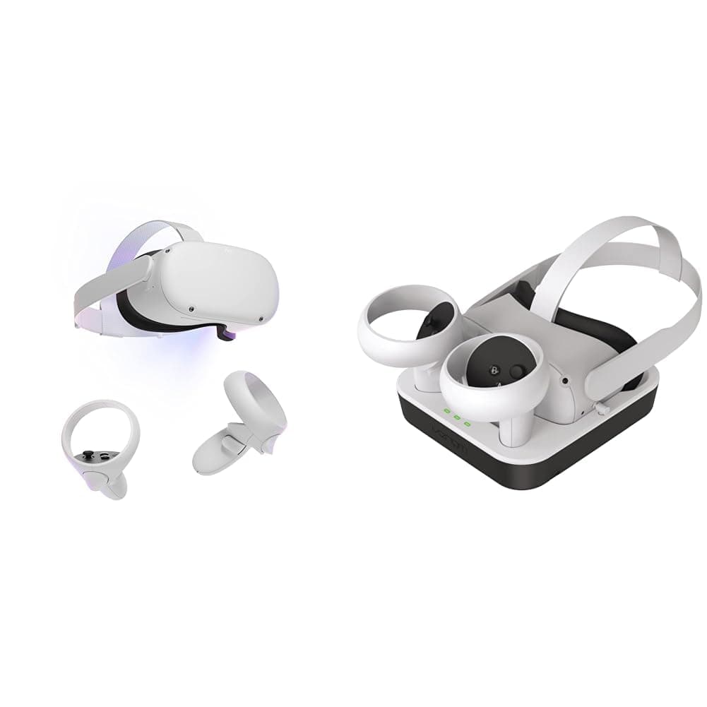 Meta Quest 2 - Advanced All-In-One VR Headset - 128 GB & Venom - Charging Dock with Rechargeable Battery Packs for Meta Quest 2 / Oculus Quest 2