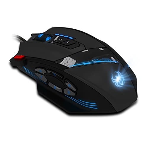 zelotes Professiona Wired Gaming Mouse,4800 DPI,12 Programmable Buttons,Weight Tuning,High Precision,Multi-Modes Backlit,Ergonomic Design,USB Optical Mouse Mice for Laptop,PC,Mac,Black