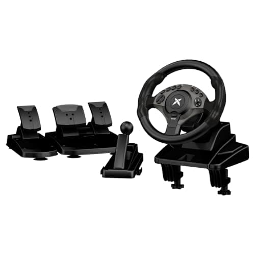 NBCP F9 Pro Gaming Steering Wheel with Pedals and Shifter for PC, PS3
