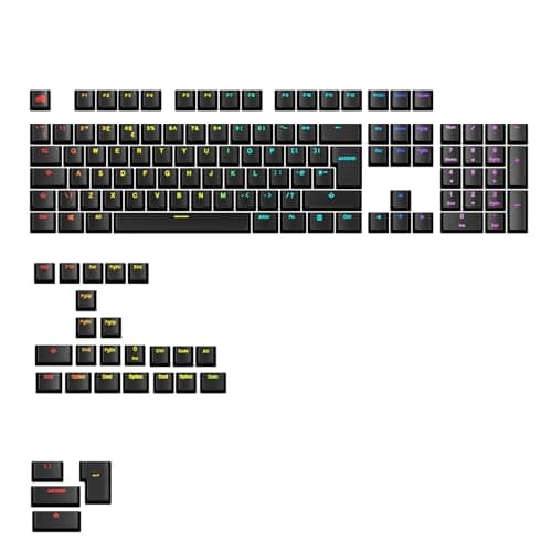 GLORIOUS ABS Doubleshot V2 Keycaps OEM Profile (Black) | Dual Moulded Design, Fade Resistant Surface, RGB Friendly Translucent Legends, Fits MX Style Stems, UK QWERTY