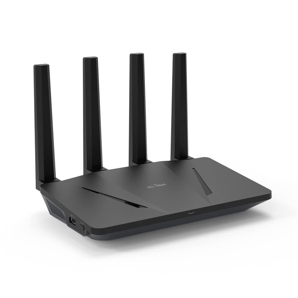 GL.iNet GL-AX1800 Flint Wi-Fi 6 Router 1.8 Gbps 5 Gigabit Ports | Wi-Fi 6 speeds up to 1.8 Gbps, 600 Mbps 2.4 GHz plus 1200 Mbps 5 GHz, smoother 4K streaming, gaming, video calls