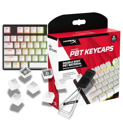 HyperX PBT Keycaps – Full Key Set, Double Shot PBT Material, English (US) Layout, 104 Keys – White