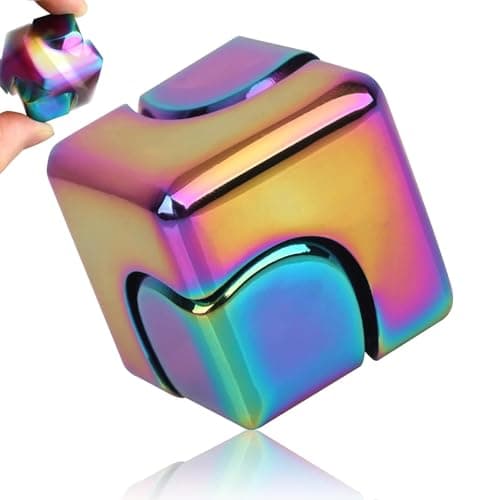 Fidget Toy, Infinity Spinner Cube for Adults, Cool Gadgets Desk Office Toys Fingertip Gyro, Leisure Stress Relief Tabletop Toy as Gift for ADHD/Autism Adults Kids(Rainbow)