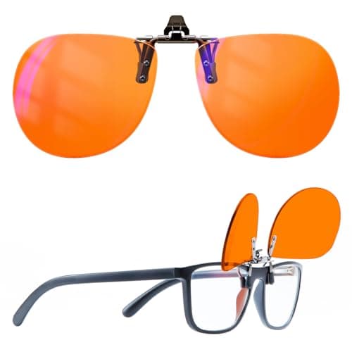 Goiteia 100% Blue Light Blocking Clip On Glasses,Computer and Gaming Clip On Eyeglasses for Better Night Sleep,Anti Eye Strain,Suitable for Screens,Games,TVs,Mobile Phones(60 * 50mm)