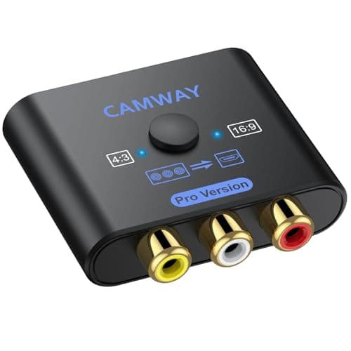 CAMWAY RCA to HDMI Converter for Retro Gaming Plug & Play Adapter with Aspect Ratio Switch, Included 1.5ft HDMI Cable, Compatible with Wii, PS1, PS2, N64