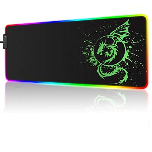 Foulrog RGB Gaming Mouse Pad, Large Extended Glowing Led Mousepad with 15 Lighting Modes and USB,Smooth Surface Waterproof Gamer Mouse Mat for Gaming, Macbook, PC, Laptop, Desk 31.5 X 12 Inch (Green)
