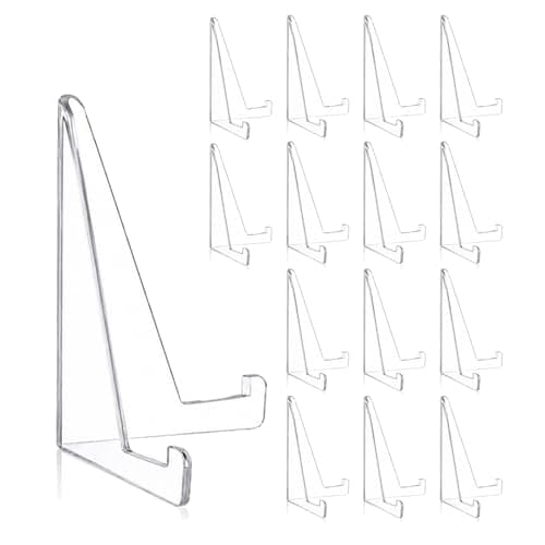 Clear Acrylic Card Display Stands,15pcs Mini Easel Holders for Collectibles