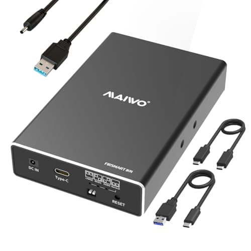 MAIWO Dual Bay Hard Drive RAID Enclosure for 2.5 Inch SATA SSD HDD, RAID 0/1/JBOD/PM, USB 3.1 Gen 2 10Gbps with UASP, 16TB Capacity, External Aluminum HDD Bay