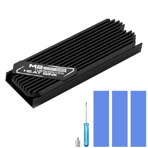 ASTARON M.2 SSD Heatsink 2280 Thin Cooler with Nano Thermal Pads (0.5mm-1mm) NVME M2 Thermal Pad Double-Sided Heat Sink for PC/PS5/Gaming Laptops (Black)