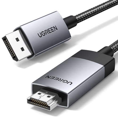UGREEN 4K@60Hz DisplayPort to HDMI Cable Uni-Directional DP 1.2 to HDMI 2.0 Cord HDR Active Aluminum Braided DP to HDMI Converter for Multi-Screen Compatible with Monitor, Projector, Dell, Lenovo(1M)