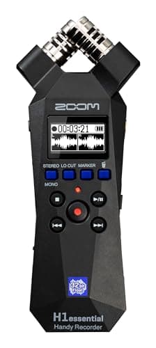 ZOOM H1essential Handy Recorder – Portable Audio Recorder with 32-Bit Float for Music, Podcast, Film & Content Creation – Black