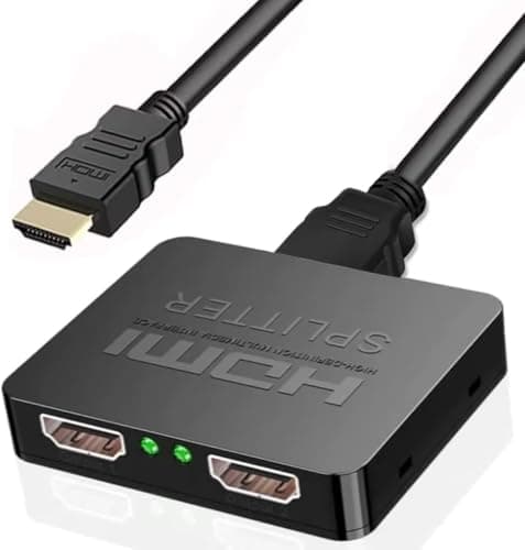 Sfunpu HDMI Splitter,HDMI Splitter 1 in 2 Out, 4K 3D 1080P for Dual Monitors, MacBook, PS3/4, Roku, Blu-Ray Player