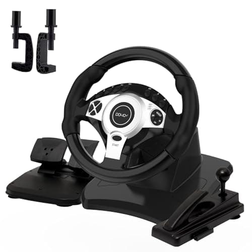 NBCP Gaming Steering Wheel and Pedals-270°/900°Car Sim Driving PC Racing Wheel with Dual-Motor Vibration & Gear Shifter-Steering Wheel for PC, Xbox One, Xbox Series X/S, PS4, PS3, Euro Truck Simulator