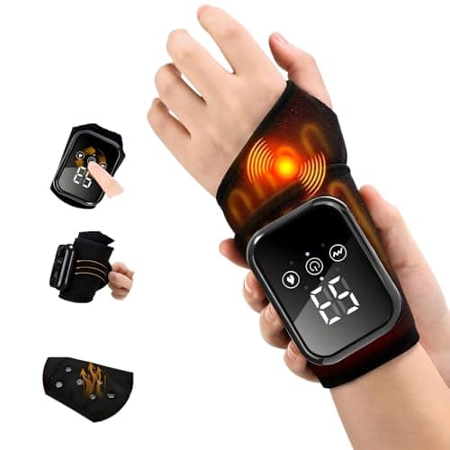 GartWerk Cordless Heated Wrist Wrap with Massage, 3 Heat & Vibration Modes, Rechargeable Electric Hand Support for Carpal Tunnel, Mouse Hand, Wrist Pain Relief, 15-Minute Auto Shut-Off (Black)