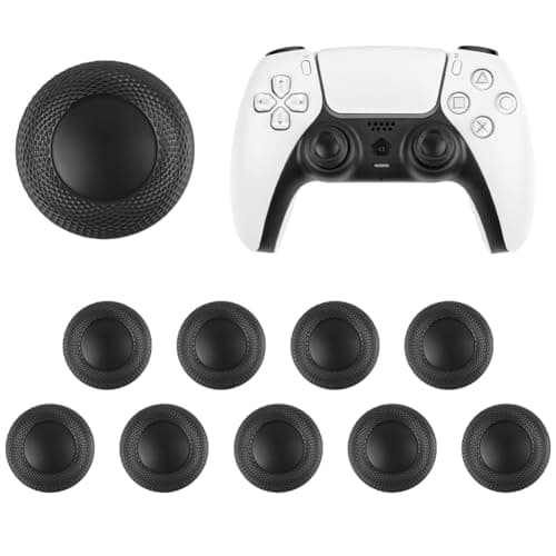 AYESY Thumb Grip Joystick Caps for PS5/PS4 Controller, 10PCS Wear-Resistant Analog Stick Replacement Caps, Non-Slip Laser Textured Grip Design, Black