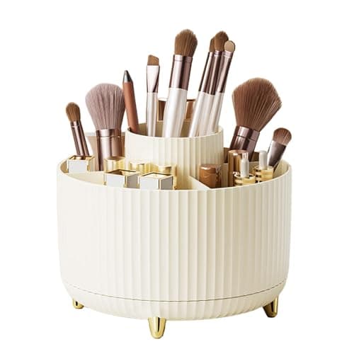 Pen Holder Desk Organizer, 360 Degree Rotating with Five Compartments