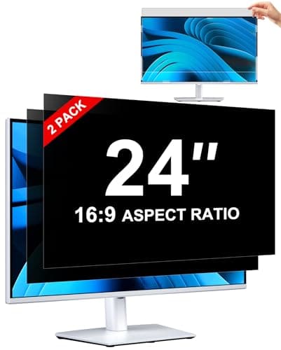 ZOEGAA 2 Pack 24 Inch Privacy Screen for Monitor 16:9, Removable&Anti Blue Light 24 Inch Computer Privacy Screen Filter for HP/Dell/Acer/Asus/Samsung/Lenovo