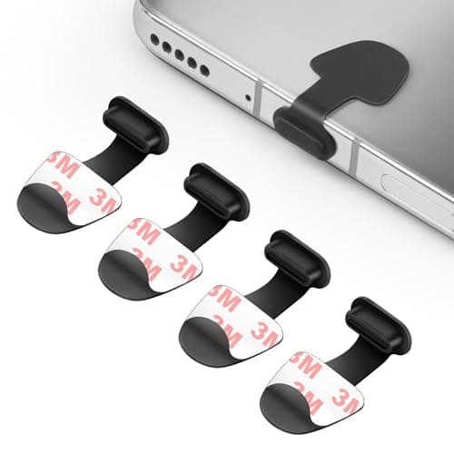 AXFEE Anti Dust Plugs, 4 Pcs Silicone Type C Dust Plugs (Black)