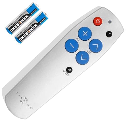 TabTime Big Button TV Remote Control - Easy to Use and Set Up - Universal - Basic Television Remote Control - Dementia Friendly Gifts (Silver)