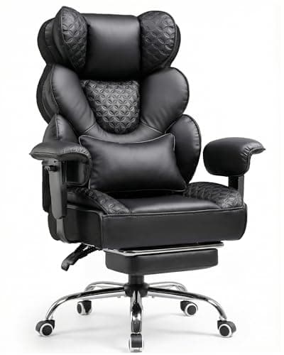 COMHOMA Desk Office Chair, Heavy Duty Executive Office Chair with Footrest Big and Tall Ergonomic High Back PU Leather Swivel Reclining Computer Chairs for Home