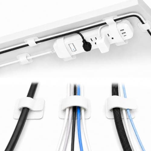 Abnii 30 Pairs Under Desk Cable Management, Strong Adhesive Hook and Loop