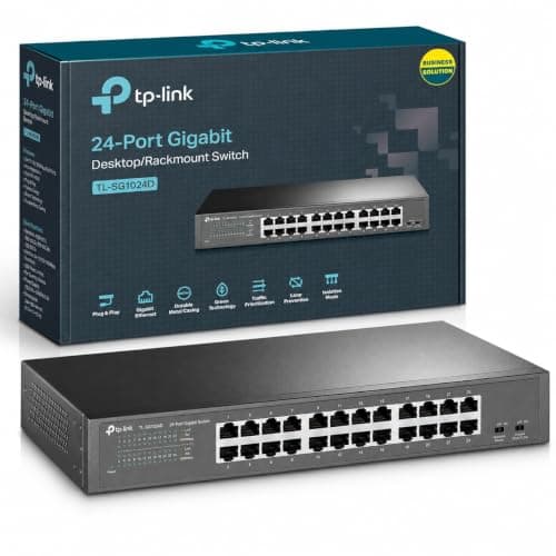 TP-Link TL-SG1024D 24-Port Gigabit Desktop/Rackmount Network Switch | Full Gigabit Ethernet Switch, Power-Saving Ethernet Splitter, Auto MDI/MDIX, Isolation Mode, Loop Prevention, Plug&Play