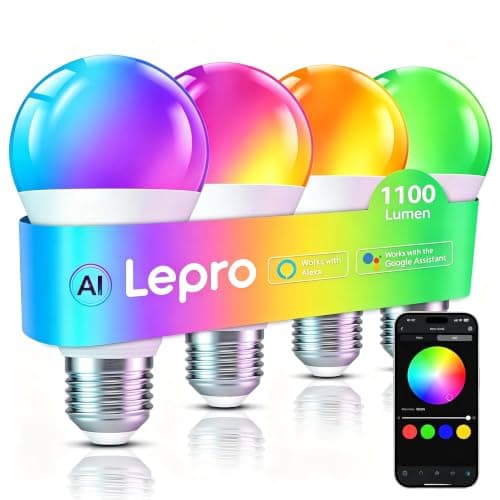 Lepro E27 Smart Bulb, Screw Light Bulb Colour Changing, AI Scenes, 4 Packs
