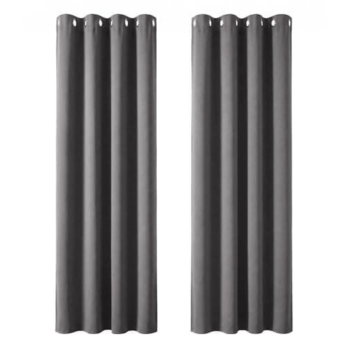 Deconovo Thermal Long Blackout Curtains Living Room W46 xL90 Grey 2 Panels