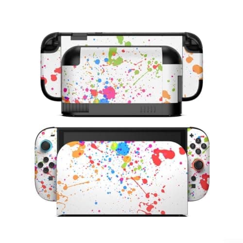 Full Body Vinyl Skin for Nintendo Switch for 2 Console - Anti-Scratch Decal Wrap with for joycon Grip Covers - Bubble-Free Application for Dock and Handheld - Protective Sticker Set 21.5x12.9cm(E)