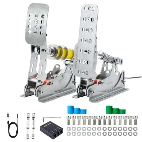 Simjack UT Sim Racing Pedals with 200KG Load Cell Sensor Professional iRacing Simulation Load Sensing Brake Pedal Adjustable Elastomer Dampers USB Connect to PC (UT-P3-H1)