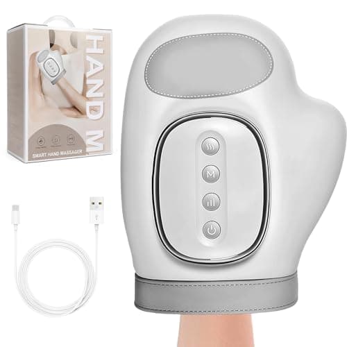 Hand Massager with Heat & Compression Therapy, Electric Hand Massage Glove,Pain Relief Heated Wrist Finger Massage,5 Intensity Levels & USB Rechargeable,Gifts for Women Men Mom Dad (A)
