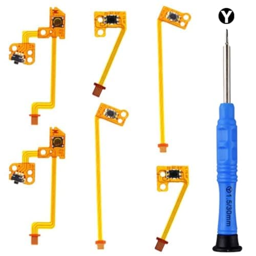 ZHUROUPU Zl Zr L Buttons Flex Cable Replacement Compatible with for Nintendo Switch Joy-Con Controller, Button Key Ribbon Replacement Part with Repair Kit (7Pcs) (Zl/Zr/L)