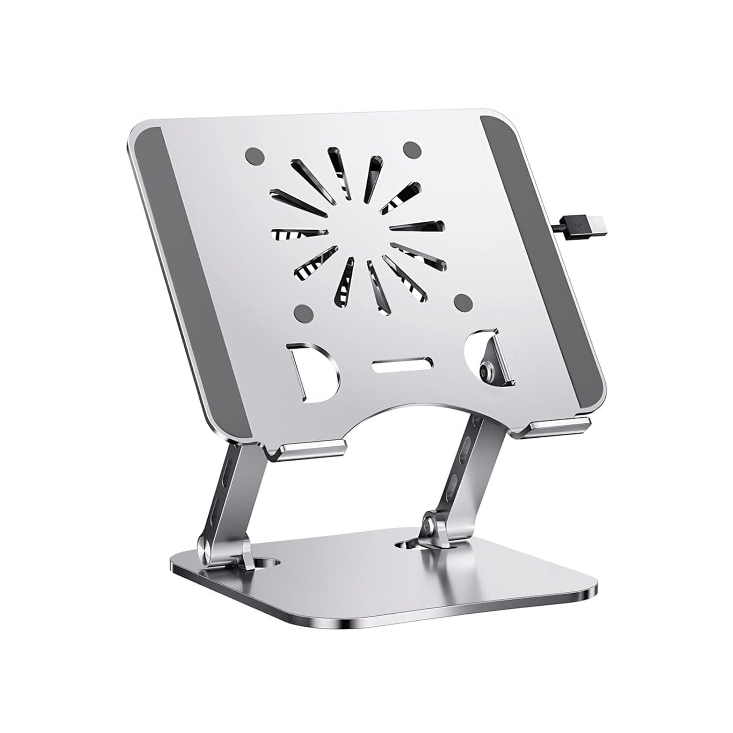 Laptop Cooling Stand, Height Adjustable with Cooling Fan, Ergonomic Foldable Portable Computer Stand for Laptops Tablets Up to 17in