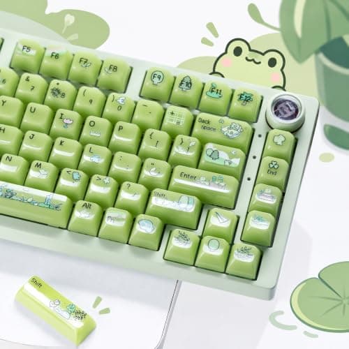 Womier Jelly Green Frog Cute Keycaps, Matcha Shine Through Keycaps Set