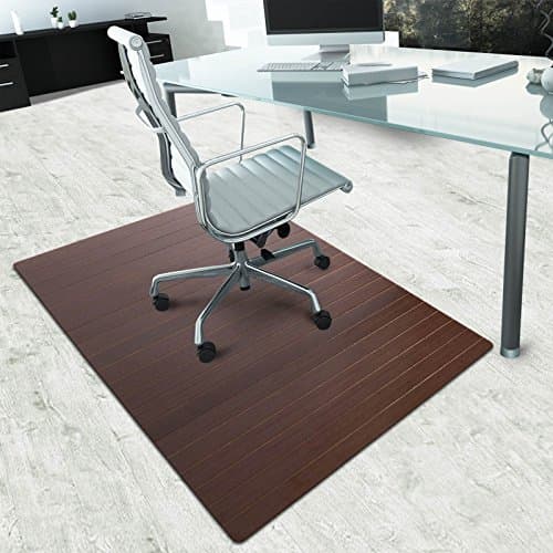 Floordirekt Bamboo Floor Protection Mat for Hard Floors and Carpets, with Felt Lining, Rubber Nubs for a Secure Grip, Made of Natural Bamboo, 2 Colours (90 x 120 cm, Dark - Rectangular)