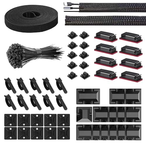 Cable Management Kit, Cable Tidy Organiser with Cable Clips