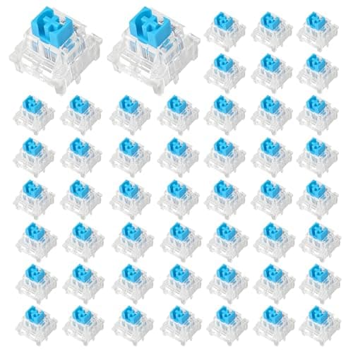 YEVON 50Pcs Blue Mechanical Keyboard Switches - Clicky Keyboard Switches with 3-Pin Mount - Keycap Replacement Set for DIY Custom Builds, Gaming & Typing Keyboards - Plastic Dustproof Design