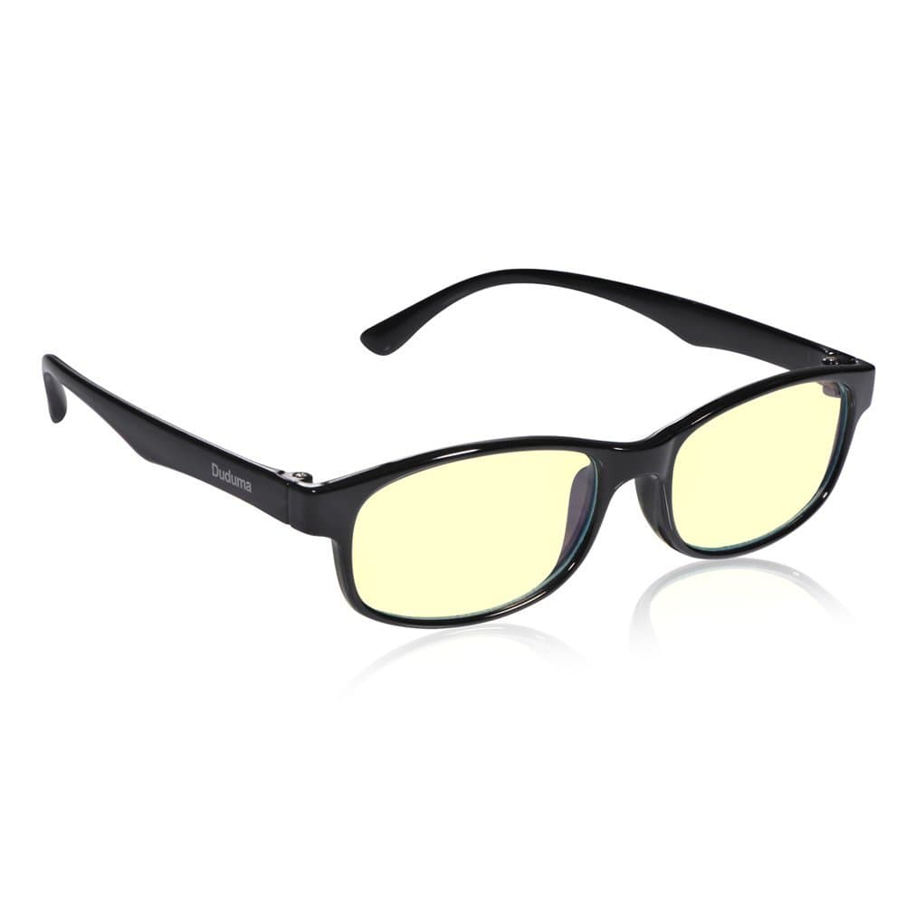 Duduma Computer Glasses Men Women Readers Reading Video Gaming Glasses of Anti Blue Light Eye Strain and UV Light Coating with Superlight & Flexible Frame (Black Matte Frame with Yellow Lens)