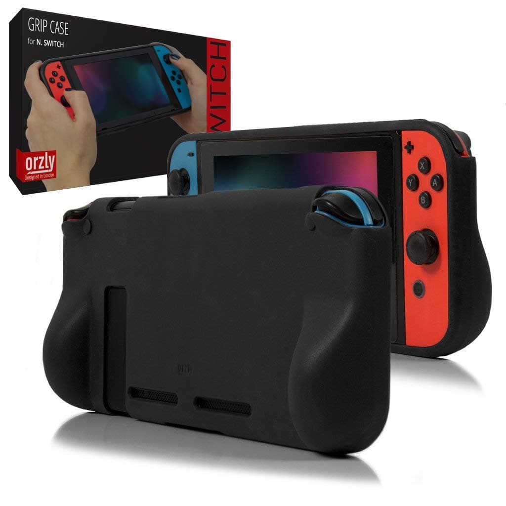 Orzly Grip Case for Nintendo Switch - Protective Back Cover for Nintendo Switch (NOT OLED MODEL) in Handheld Gamepad Mode with Built in Comfort Padded Hand Grips - Smokey Slate