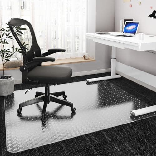 Office Chair Mat for Carpets, 120 x 90 cm Desk Chair Mat for Rolling Chairs on Low Pile Carpets, Easy Glide Floor Mat for Home, Gaming