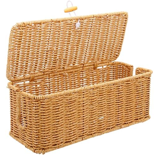 Cable Management Box, Handmade Imitation Rattan Cable Tidy Box