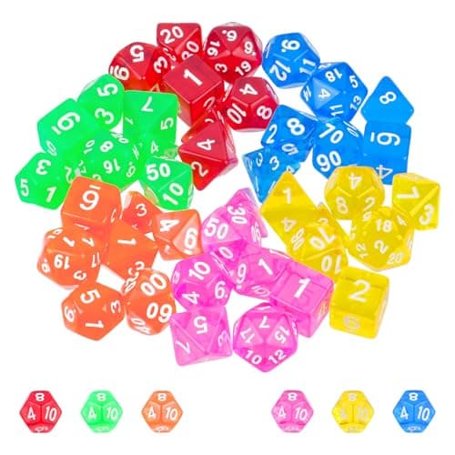 42 Pcs for DND Dice Set, Polyhedral Dice Set, Coloured Gaming Dices, D4 D6 D8 D10 D12 D20 for DND MTG Table Games RPG