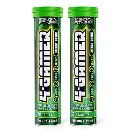 Gaming Supplement 4Gamer - Stimulants for Energy, Focus & Vision - Nootropic Brain Booster with Caffiene, Taurine & Vitamins (2 Tubes)