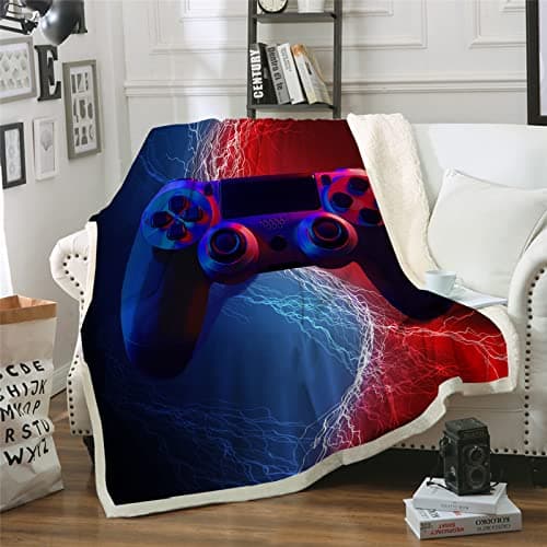HAVOP Gamer Blanket Throw Kids Boys Gaming Sherpa Fleece Blanket