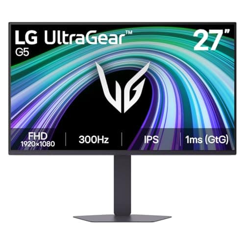 LG UltraGear™ G5 27G550B-B 27 inch FHD 300Hz IPS Gaming Monitor | sRGB 99%, HDR10, 1ms GtG, G‑SYNC Compatible, FreeSync Premium, Height/Tilt/Pivot/Swievel Adjustable Stand, HDMI & DisplayPort