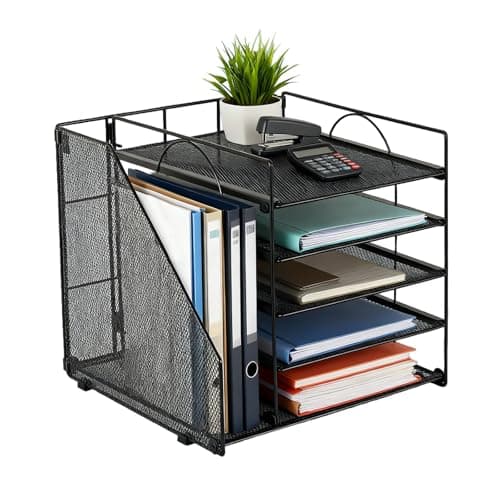 Mesh Desk Organiser Tray 5-Tier, Letter Magazine Book Paper Tray