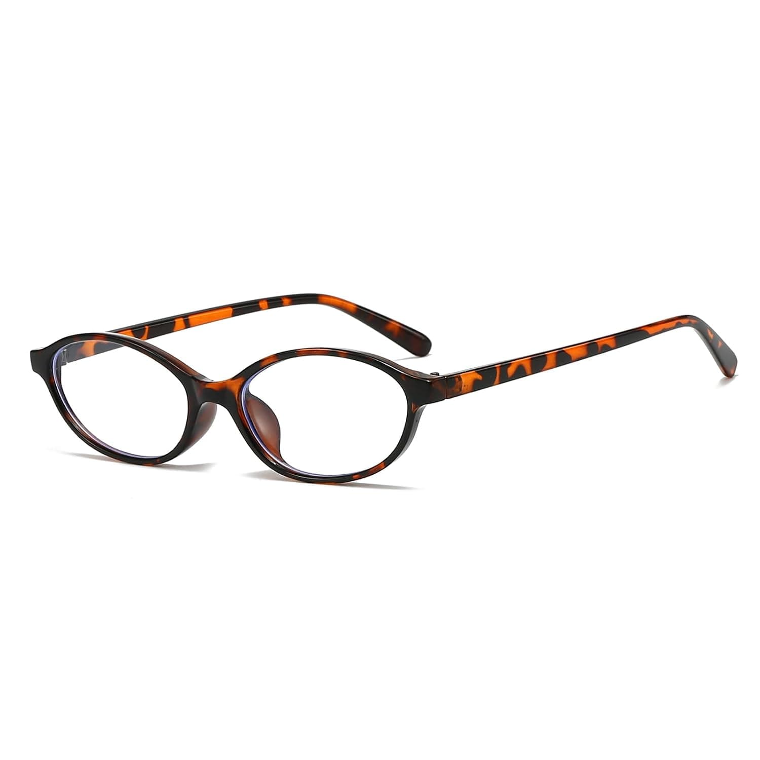 LJCZKA Oval Blue Light Glasses for Women Men Small Cat Eye Frame Anti Eye Satrain Headache Eyeglasses Y2K Clear Lens for Computer Gaming Reading (Tortoise, 0.0, x)