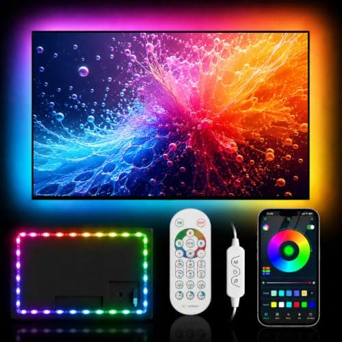 Daymeet TV Led Lights, 4M TV Led Backlight for Lights USB Powered RGBIC Light Strip for 55-75 inch Monitor Behind Lighting with Remote Music Sync Bluetooth APP Control